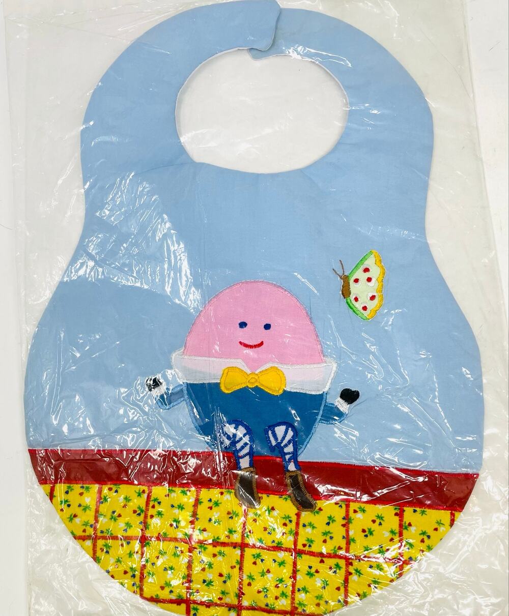 Kubla Craft Appliquéd Bib Humpty Dumpty Vintage 1980’s New Old Stock NIP